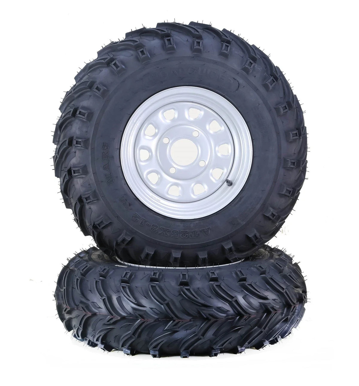 Set of 2 ATV Tire Wheel Assembly for Libra (25X8-12) 4-110 PCD 5+2 Silver