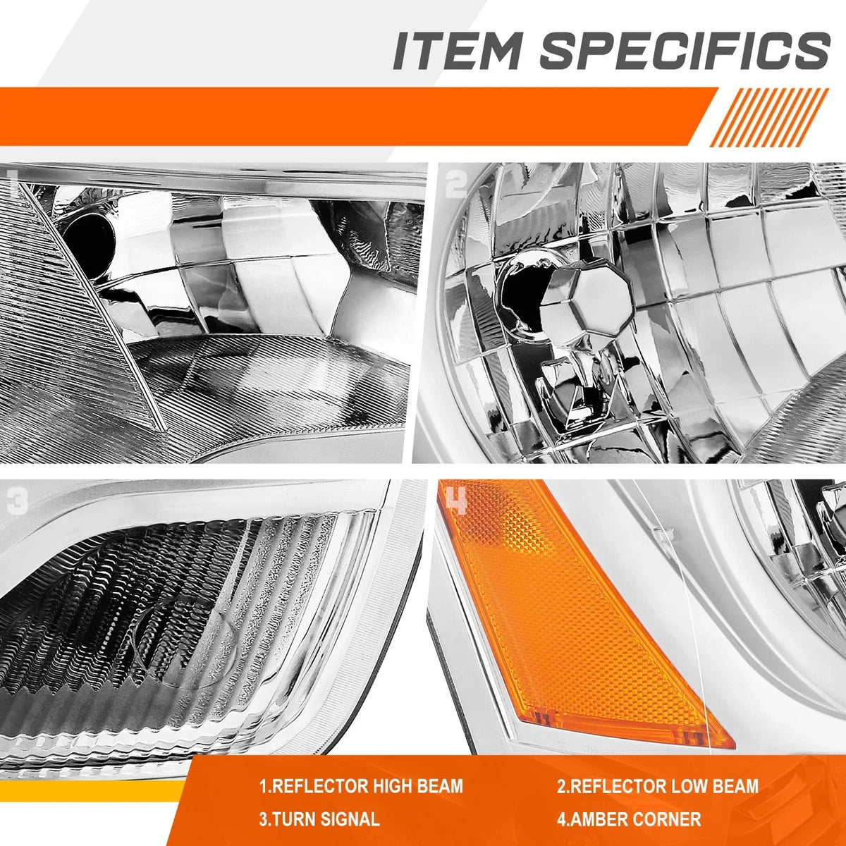 Right Side Chrome Housing Amber Corner Headlight for Ford Transit 150-350 (2015–2023)