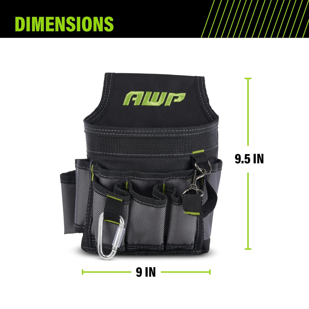 Mini Tool Pouch for Automotive Use - 9 Pockets, Black and Gray
