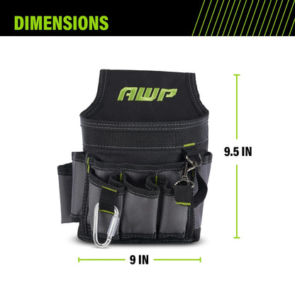 Mini Tool Pouch for Automotive Use - 9 Pockets, Black and Gray