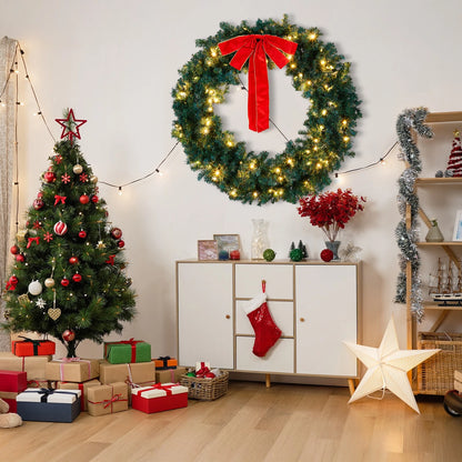 48in Perfect Christmas Holiday Wreath with Lights for Indoor/Outdoor Use
