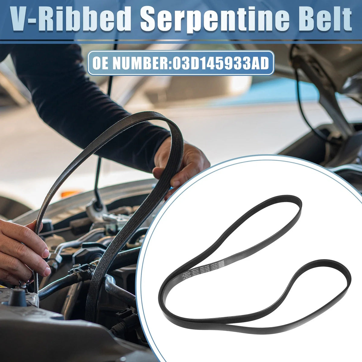 V-Ribbed Serpentine Drive Belt for Toyota Corolla (2003–2008) No. 03D145933AD