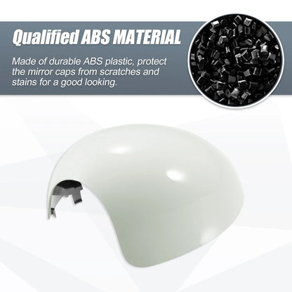 Pair Rearview Mirror Cover Cap White for BMW Mini Clubman R55 R57