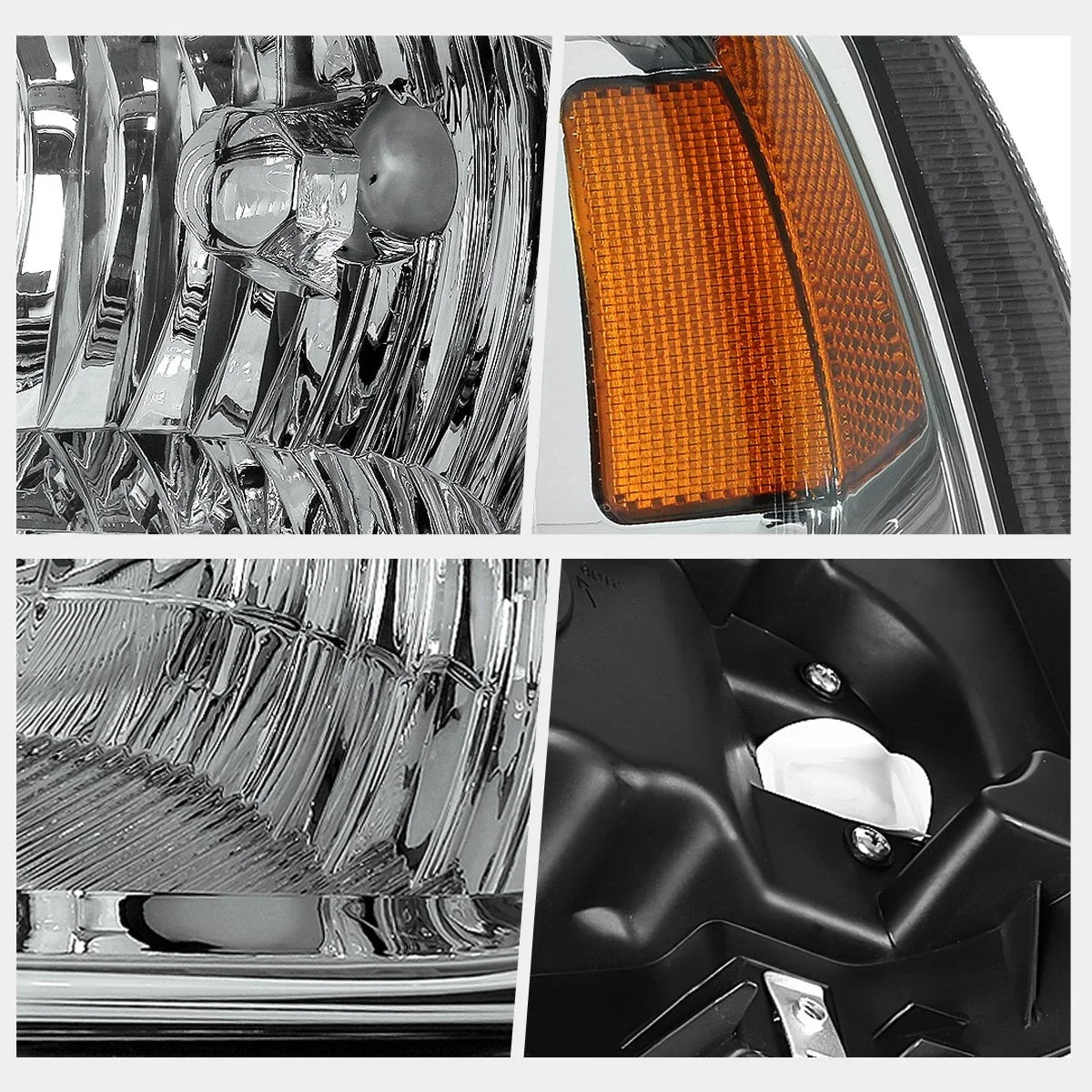 Chrome Housing Headlight Amber Corner Lamps for Ford F250/F350 (2005–2007)