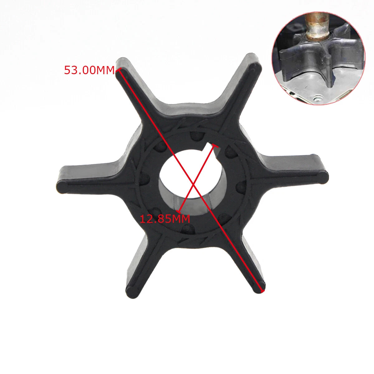 Water Pump Impeller for Yamaha Outboard 2 Stroke 9.9 15 HP (63V-44352-01)