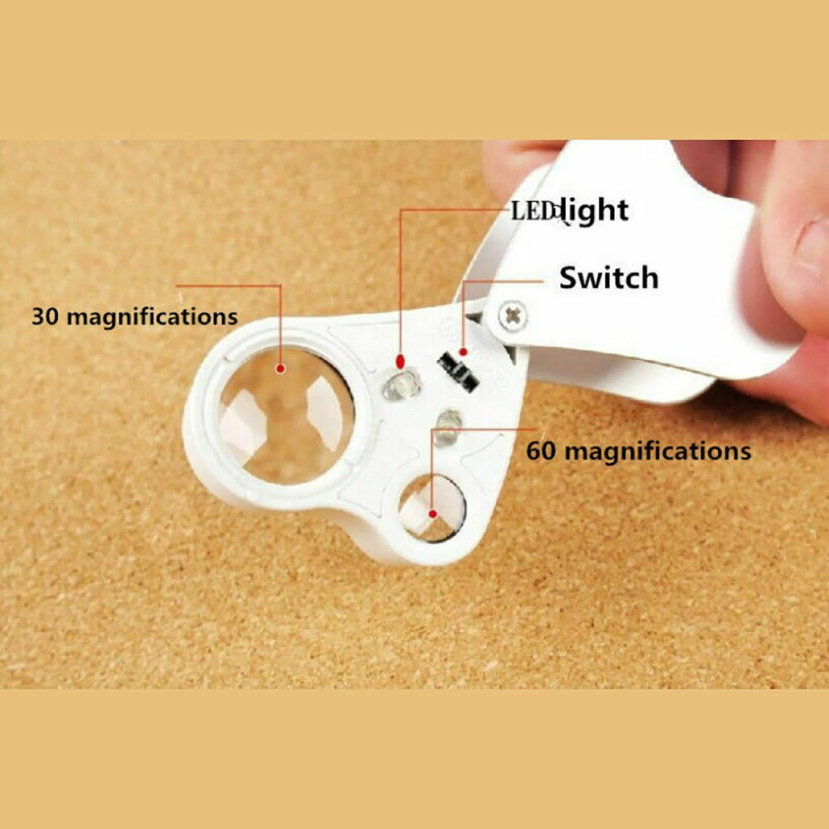 30x 60x Jeweler Loupe with Dual Lenses and Light for Antique Geology