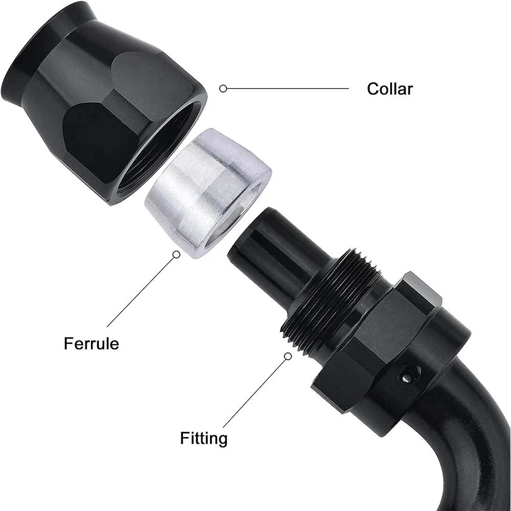 Set of 4 90 Degree 6AN PTFE Hose End Fittings for PTFE Hose Only