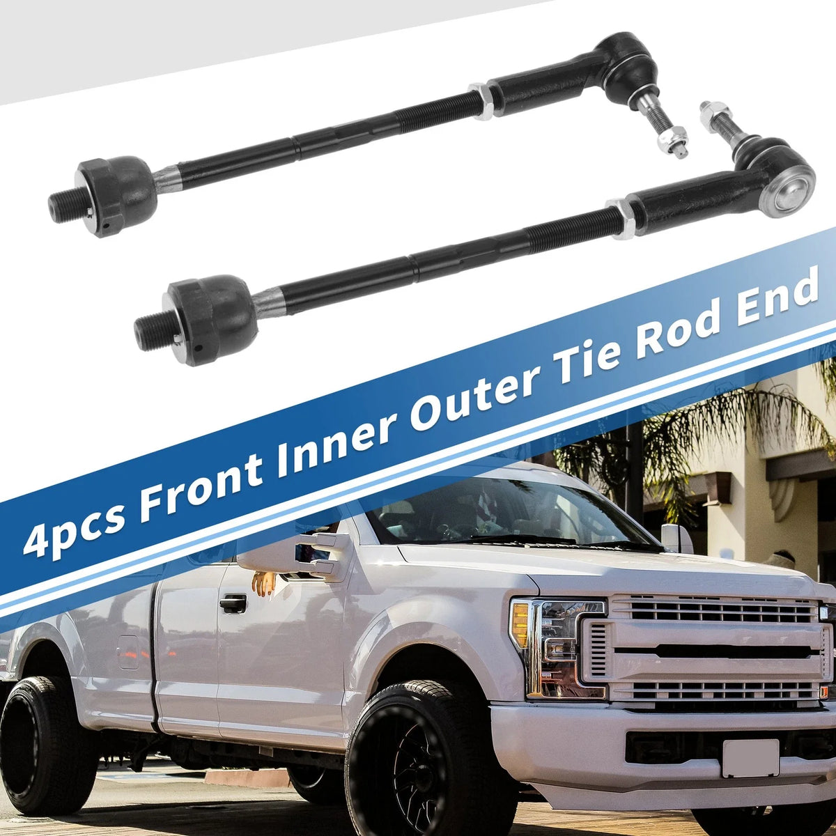 Set of 4 Front Inner Outer Tie Rod End Links for Ford Mustang (2015–2019)