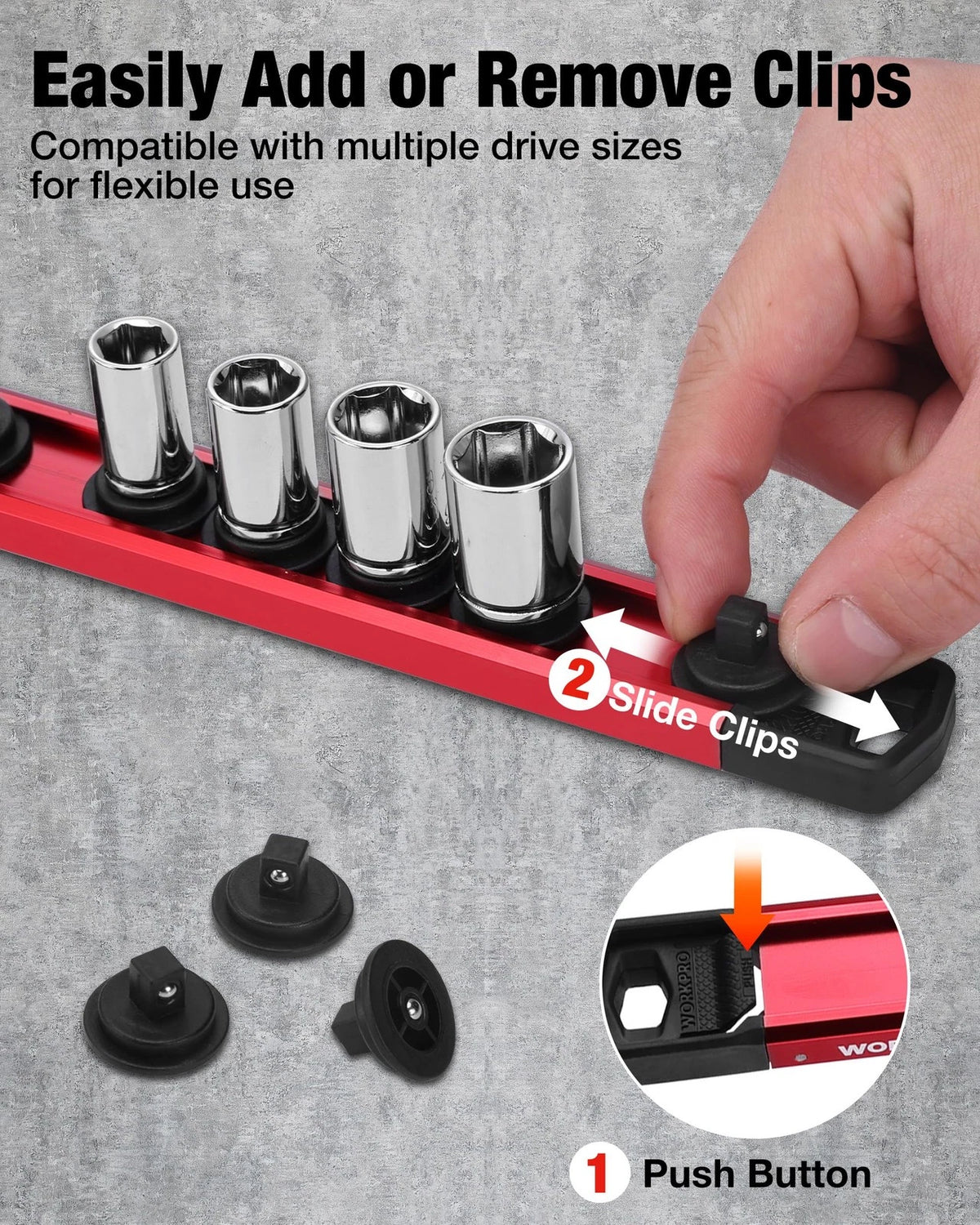 1/4 Drive Magnetic Socket Organizer for Tool Box Drawer