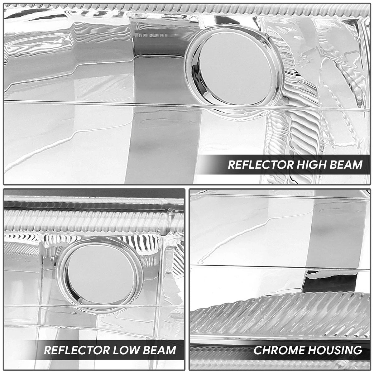 Set of 2 Chrome Housing Headlights for Chevy C/K Pickup (1988–1998)