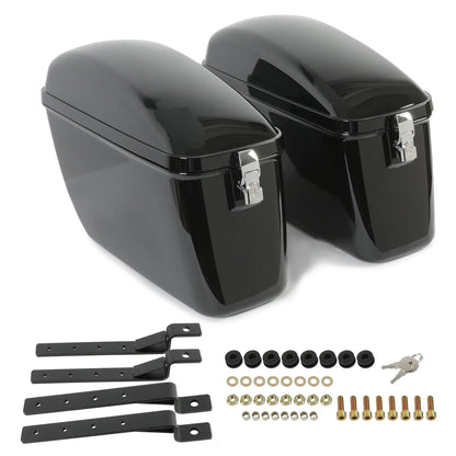 60L Black Hard Saddle Bags for Harley Dyna, Road Glide, Honda