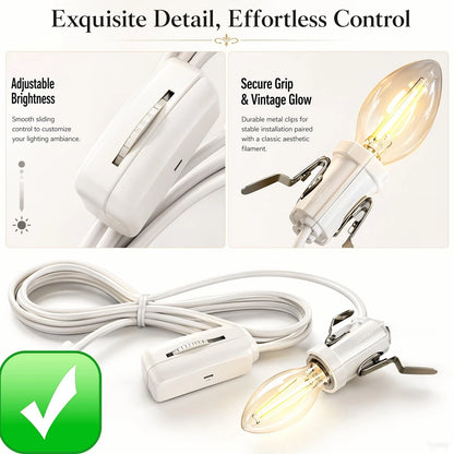 C7 LED Light Cord with E12 Candelabra Base Socket for