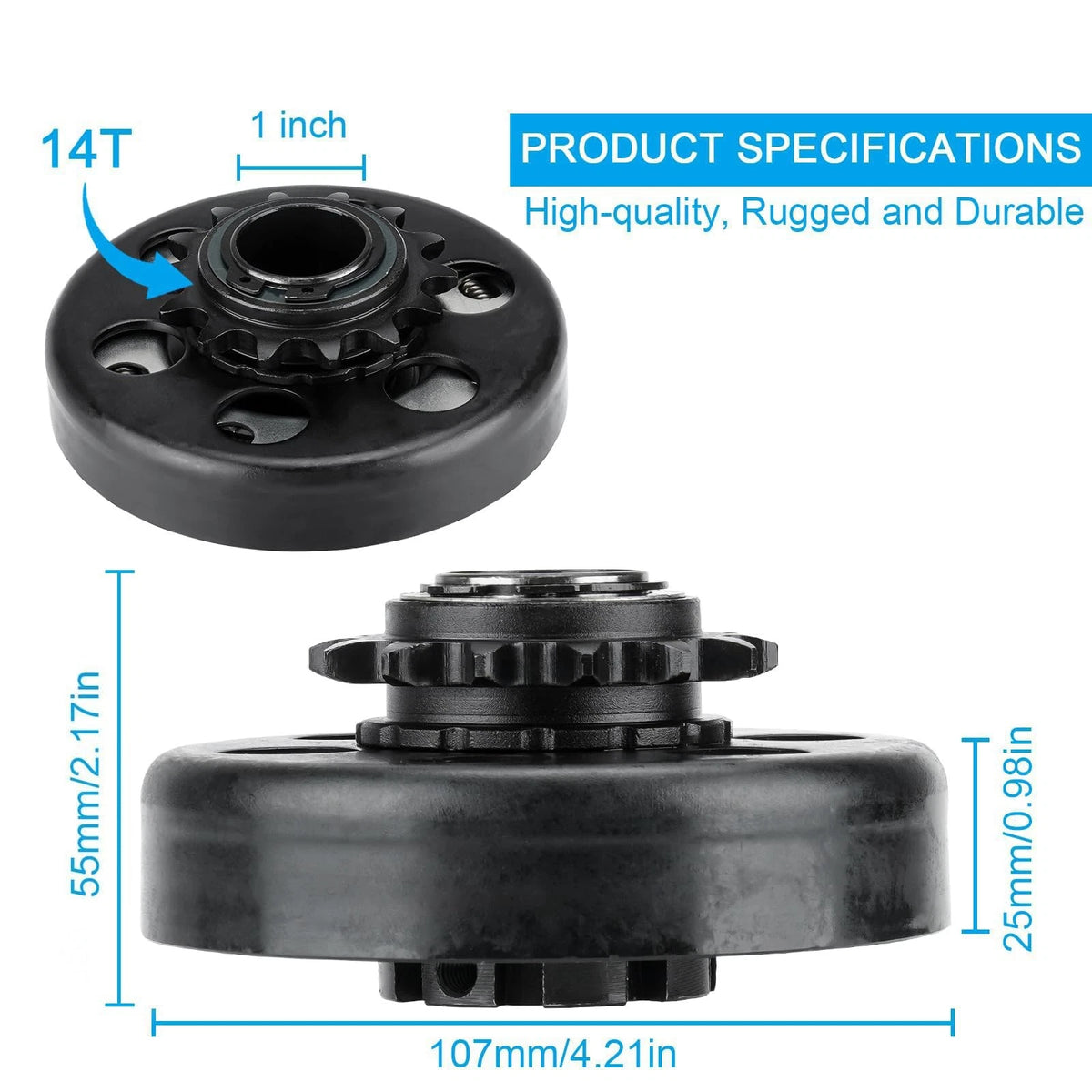 Go Kart Clutch 1" Bore 14 Tooth with 14T Chain