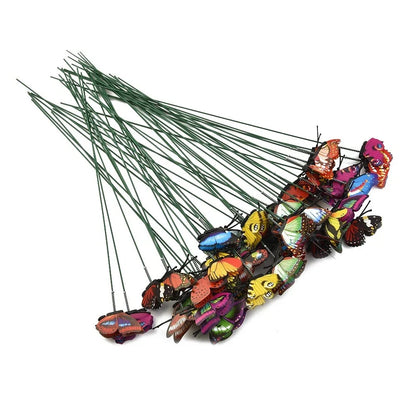 50pcs Waterproof Butterfly Stakes for Garden Display (25cm x 4cm)