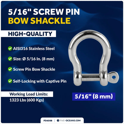 Set of 2 Screw Pin Anchor Shackles for Heavy Duty Applications (FO4508)