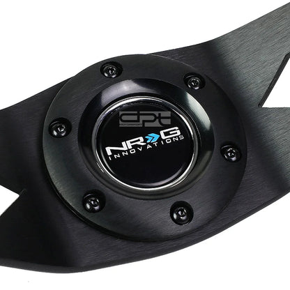 NRG 350mm Racing Steering Wheel for Universal Fit (2-Spoke, Yellow Suede)