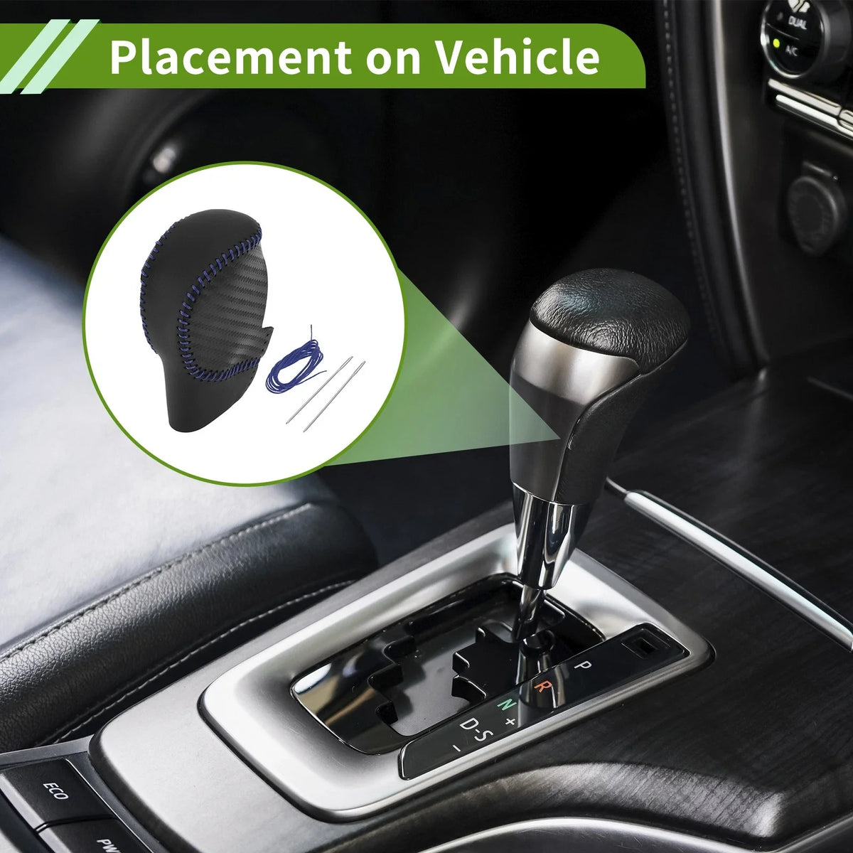 Gear Shift Knob Cover for Honda Civic (2022–2024) Black Carbon Fiber Blue
