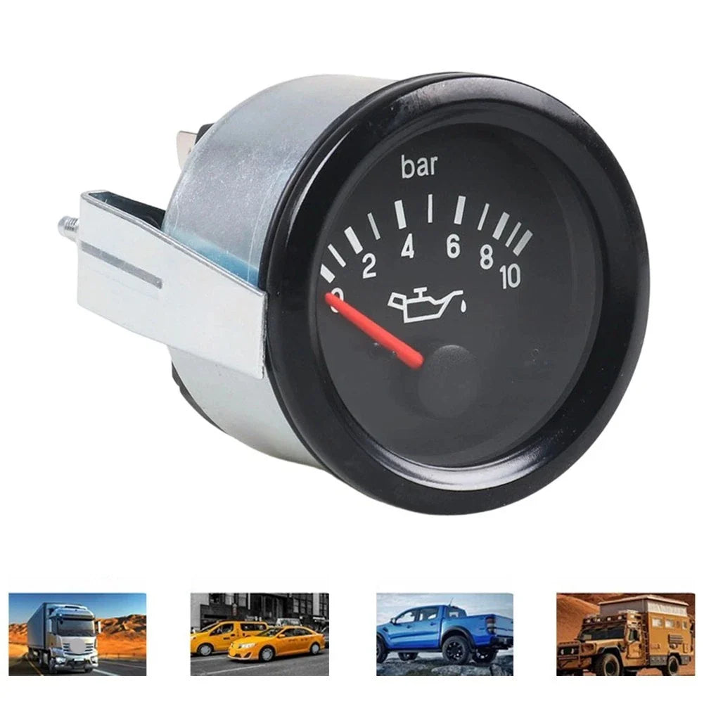 12V DC Oil Pressure Gauge 52mm 10 Bar for Car Truck Boat (Universal)