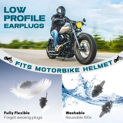 2X Motorcycle Ear Plugs for Wind Noise Reduction & Hearing Protection