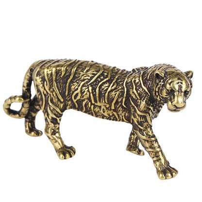 Solid Brass Tiger Figurine Statue for Home Office Decoration