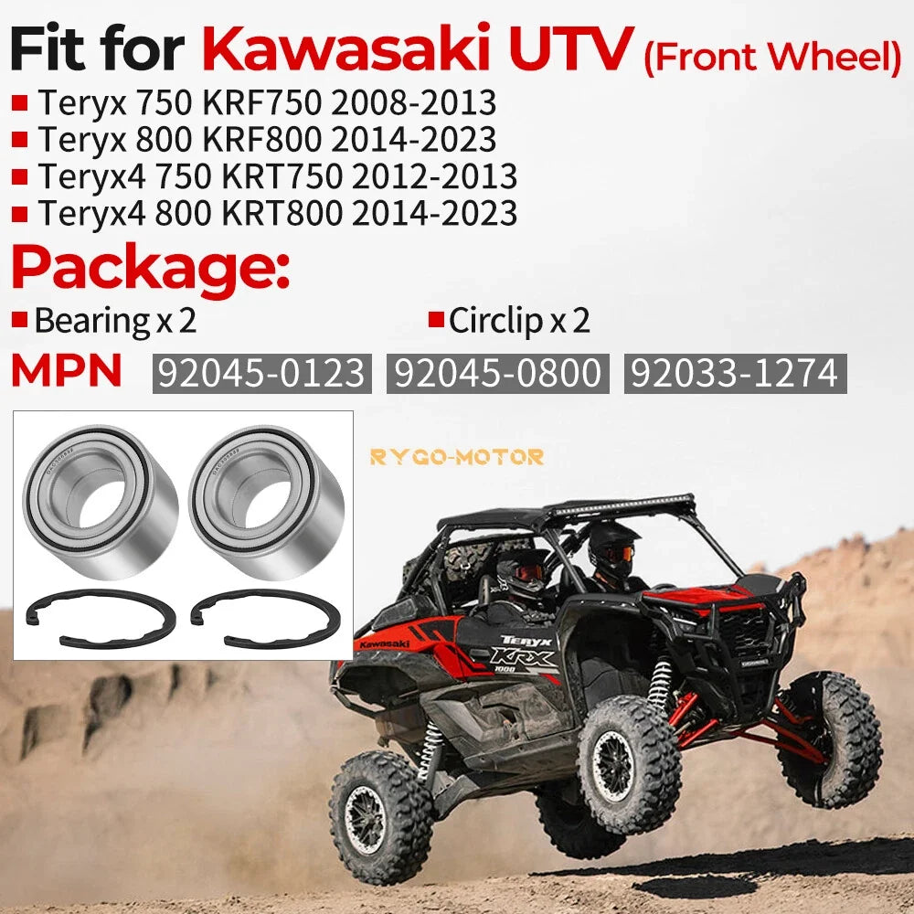 2 Front Wheel Ball Bearings for Kawasaki Teryx Teryx4 750 800 (2008–2023)