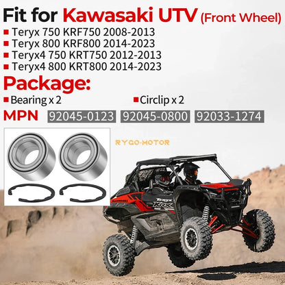 2 Front Wheel Ball Bearings for Kawasaki Teryx Teryx4 750 800 (2008–2023)