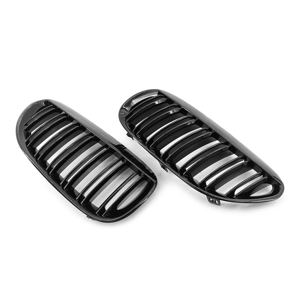 2X Front Kidney Bumper Grille for BMW E63 E64 650i M6 (2004–2010) Gloss Black