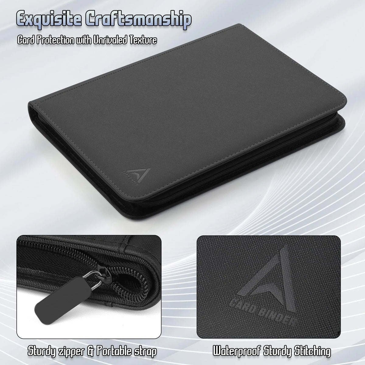 9 Pocket Card Binder for Collectibles - Double Sided, Black