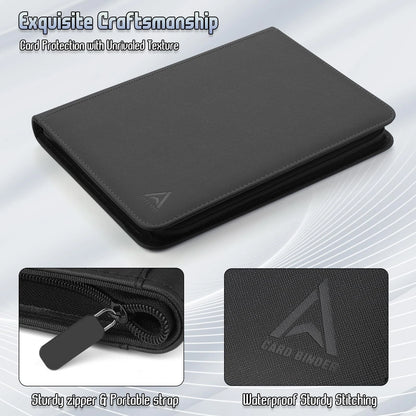 9 Pocket Card Binder for Collectibles - Double Sided, Black