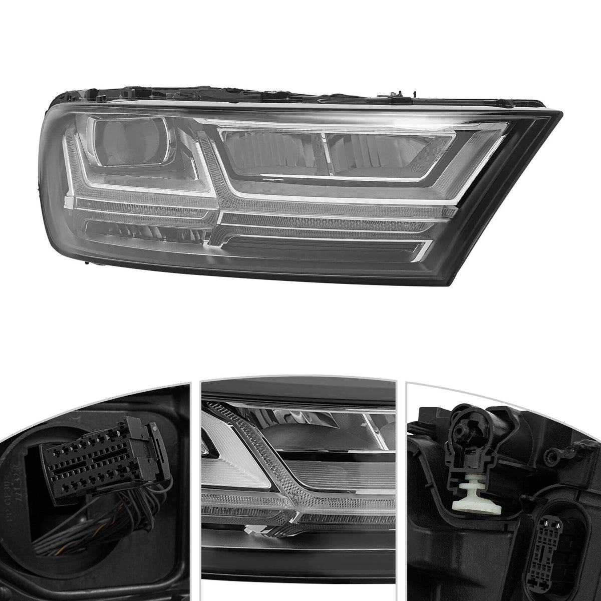 Right Headlight for Audi Q7 (2017–2019) 4M0941034B w/ LED Daytime Running Light