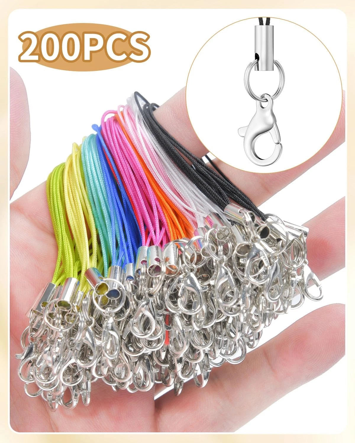 200Pcs Phone Charms Strap with Lobster 2.5 inches (No Specific )