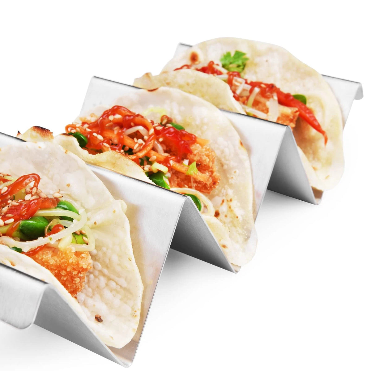 Set of 4 Taco Holders for Universal Use (Stainless Steel)