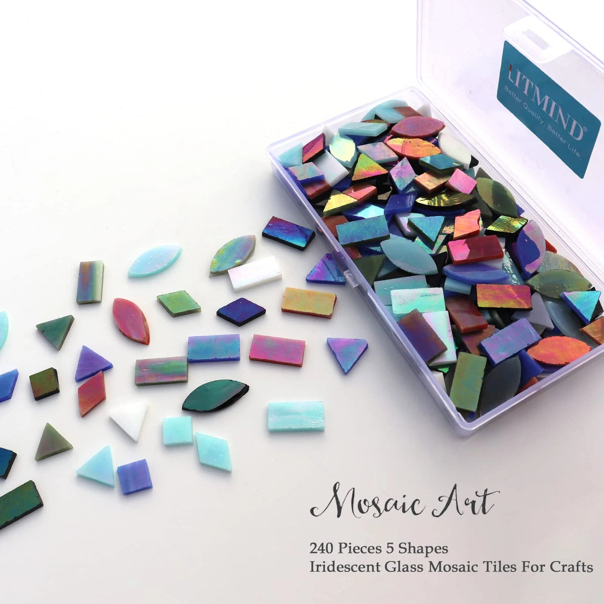 Iridescent Glass Mosaic Tiles for 1" x 0.47" Mix