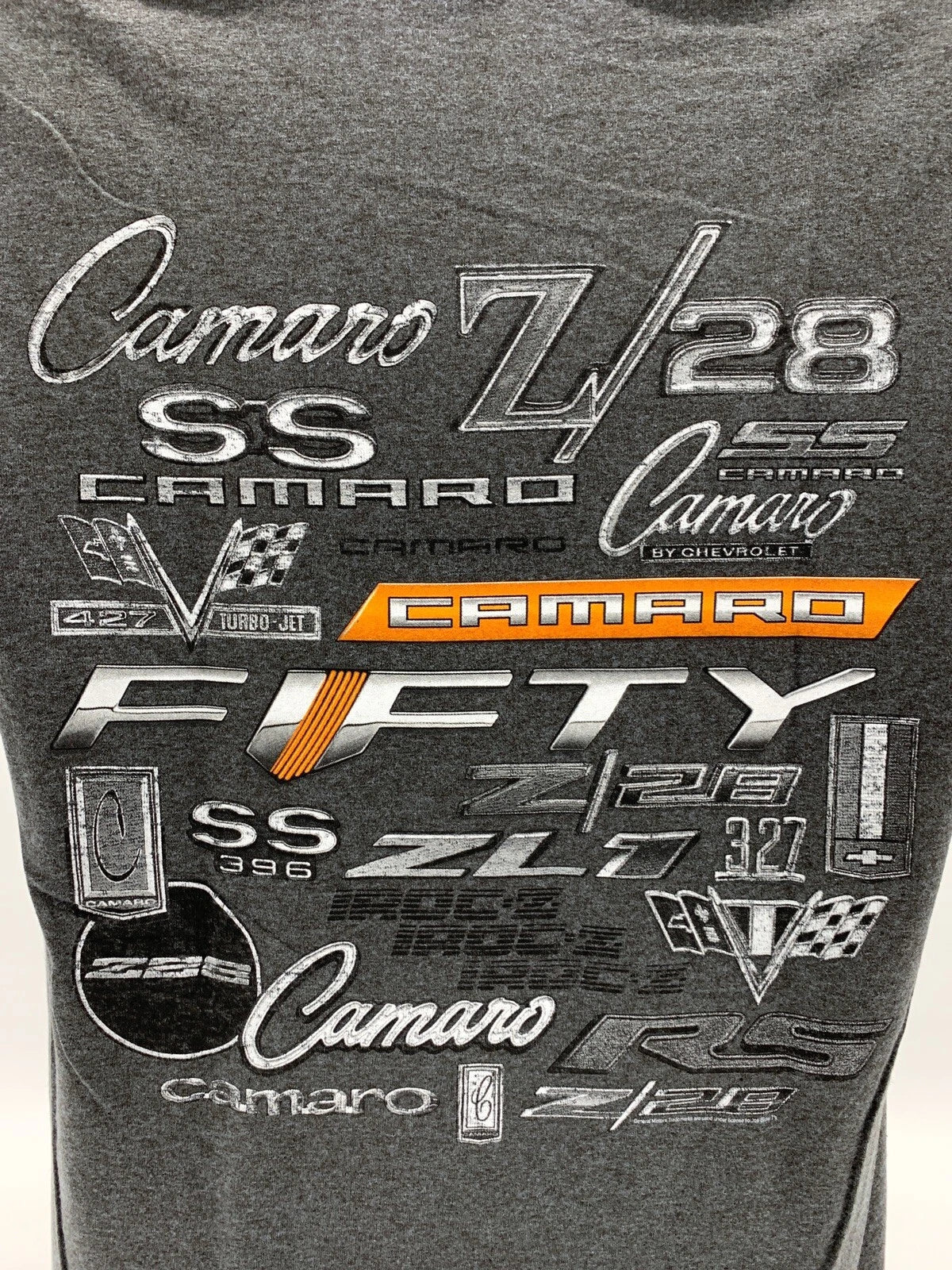Chevy Camaro T Shirt Gray Front Logo for Chevrolet Camaro (1967–2002)