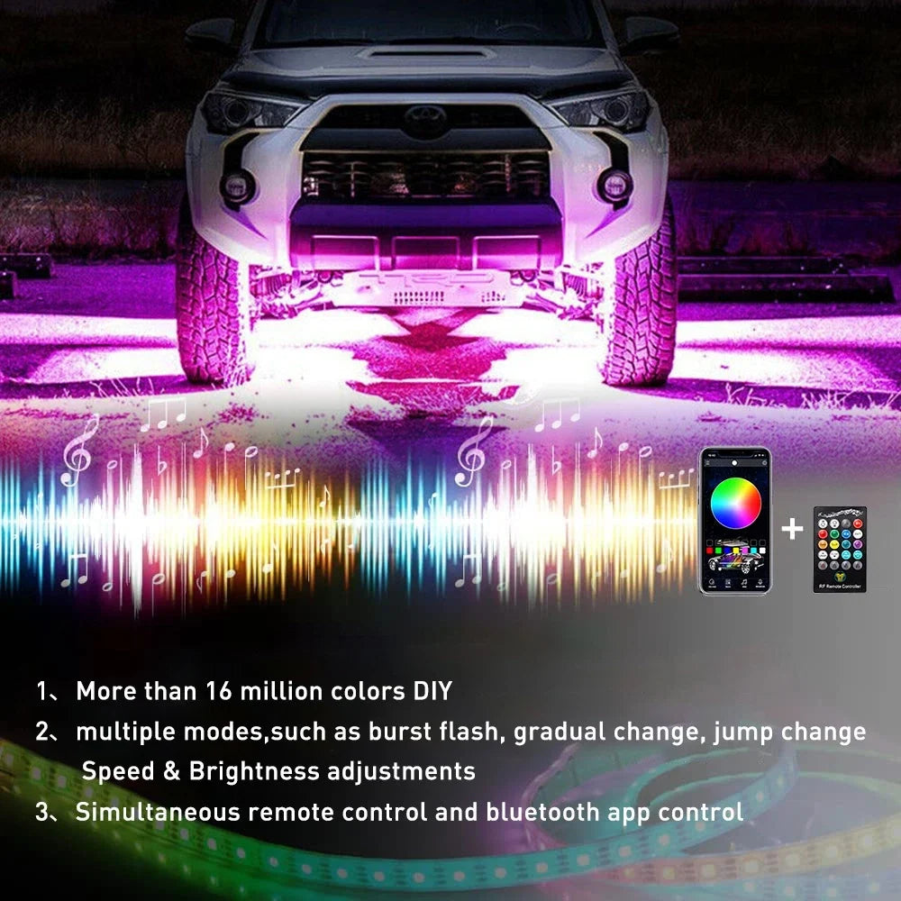 AUXITO RGB LED Underbody Neon Light Kit for Universal Vehicles