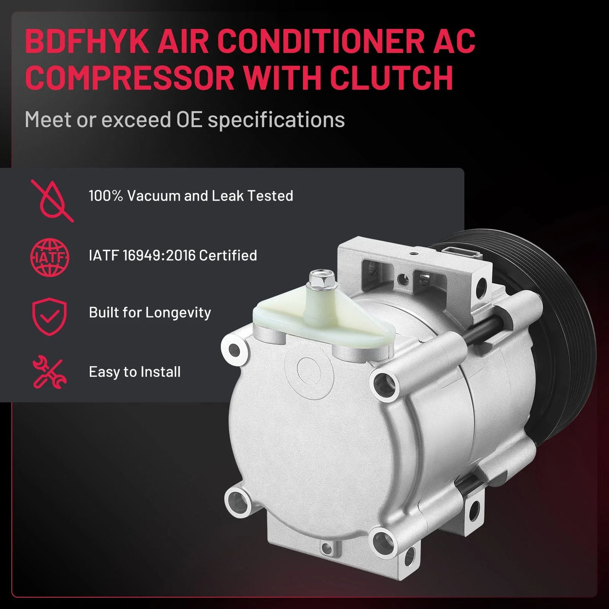 AC Compressor with Clutch for Ford F-250 F-350 Super Duty (1999–2001)
