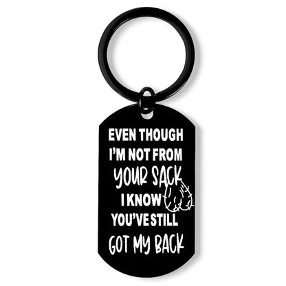 Stepdad Keychain for Bonus Dad Gifts from Daughter Son - Black