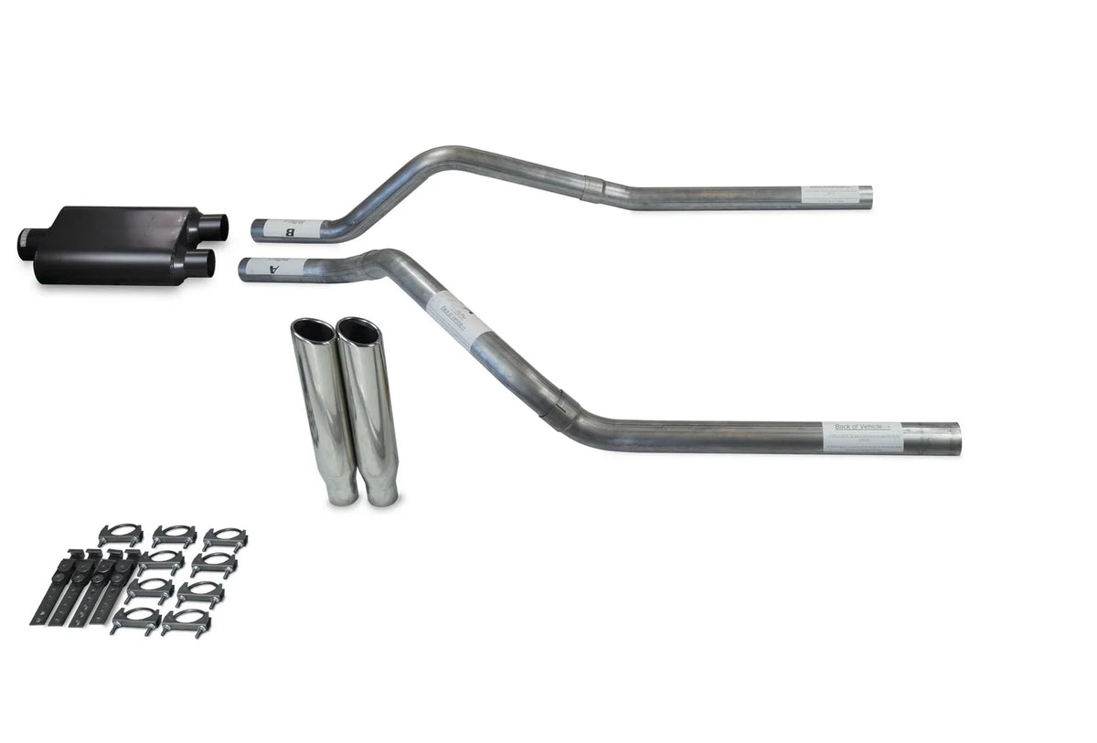 Dual Exhaust Kit for GMC Jimmy (2000–2004) 2.5" 2 Chamber Muffler Clamp Tips