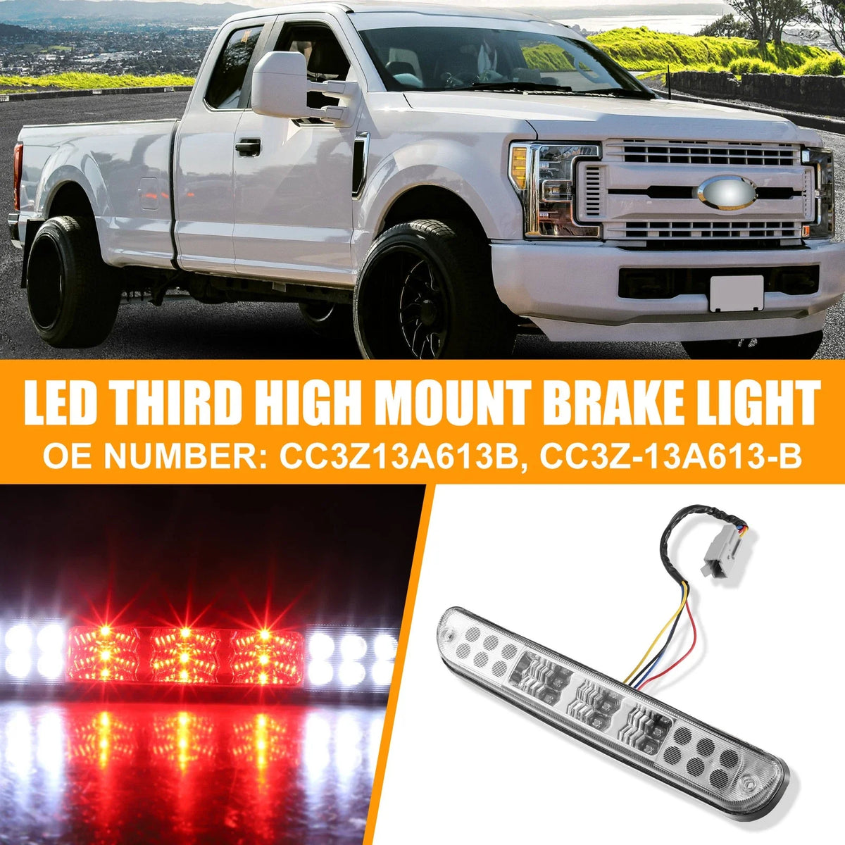 LED Third High Mount Brake Light CC3Z13A613B for Ford F-250 Super Duty (2017–2022)