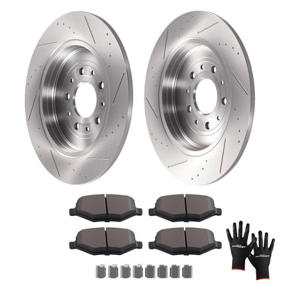 Rear Brake Rotors and Pads Kit for Lincoln MKS MKT MKX/Ford Edge (2007–2019)