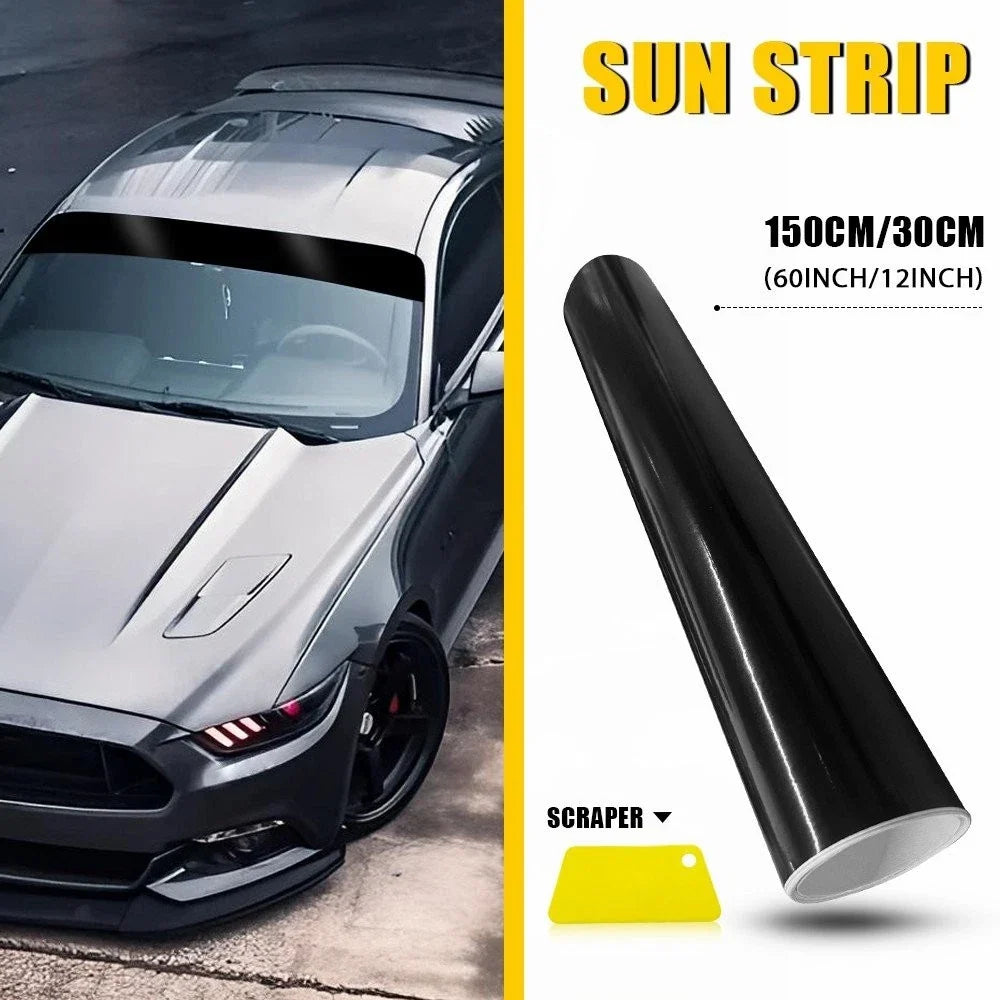 Black Sun Visor Vinyl Decal Strip for Universal Fit (60"x12")