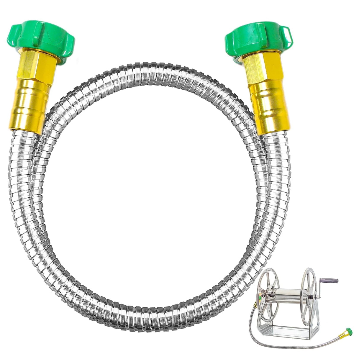 3ft Stainless Steel Garden Hose for Heavy Duty Use - Leakproof Flexible Connectors