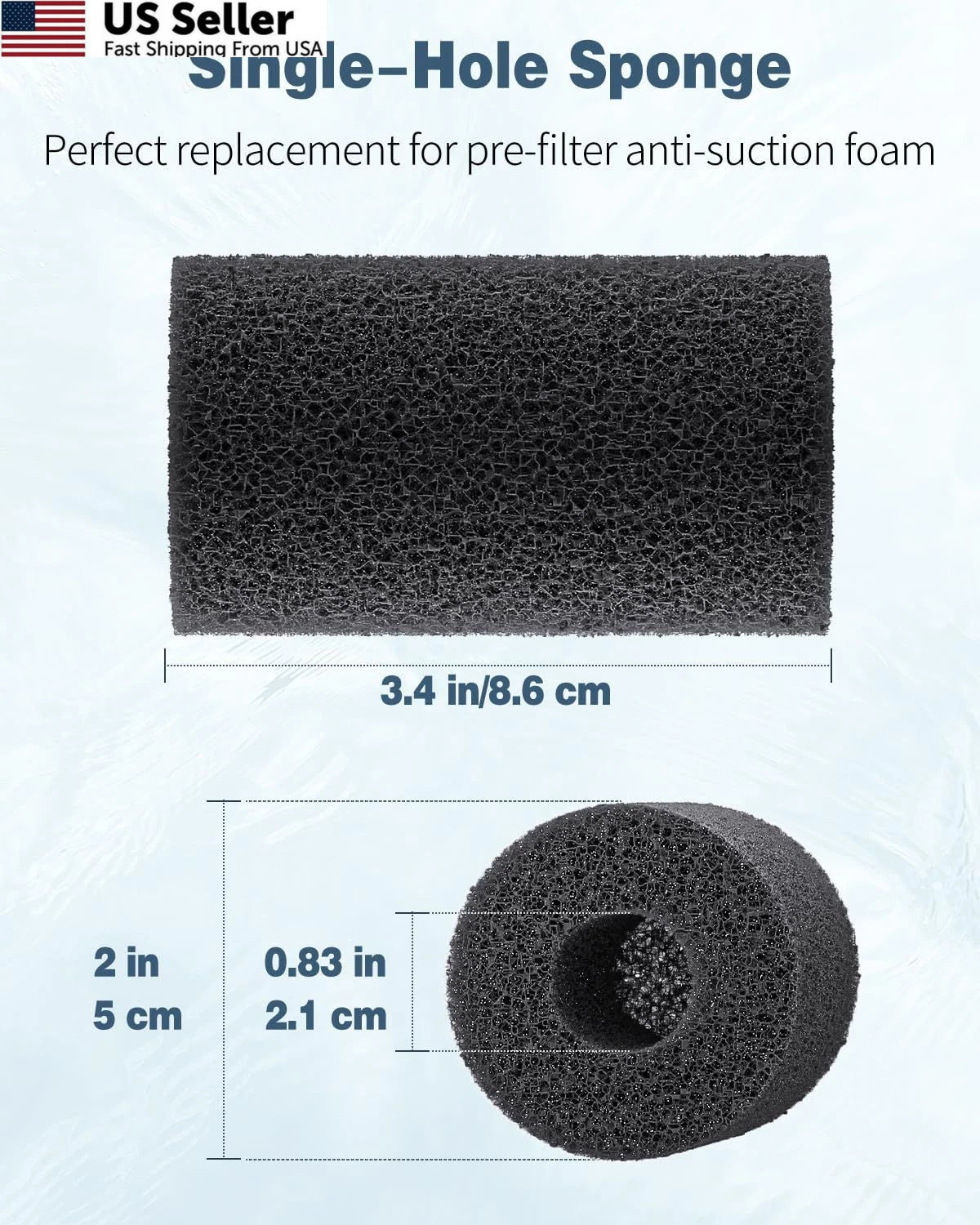 12 Pack Pre-Filter Sponge for Aquarium Filter 0.8" Intake Black
