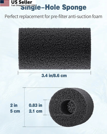12 Pack Pre-Filter Sponge for Aquarium Filter 0.8" Intake Black