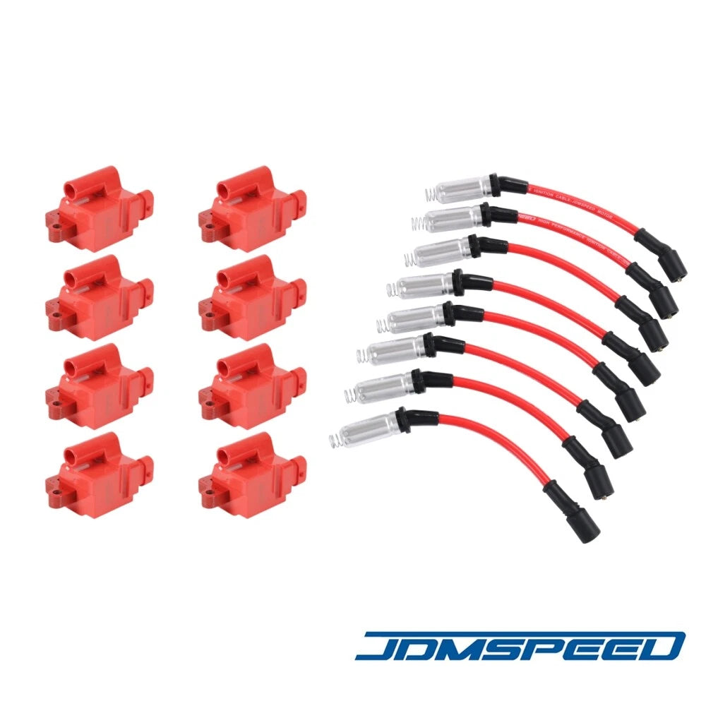 8X Ignition Coil & Spark Plug Wire for Chevy Silverado GMC Sierra 1500 (2007–2013) D581 UF271 12556893 12558693