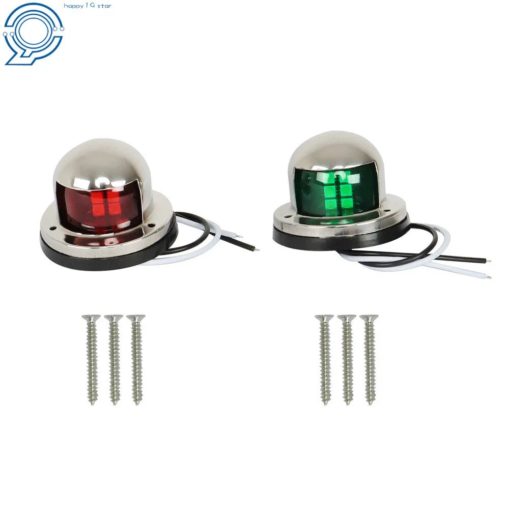 Pair of 12V Stainless Steel LED Bow Navigation Lights for Marine Boat (N/A)
