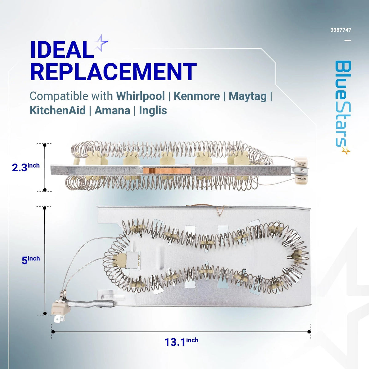 2X Dryer Heating Element for Whirlpool (3387747, W11344457)