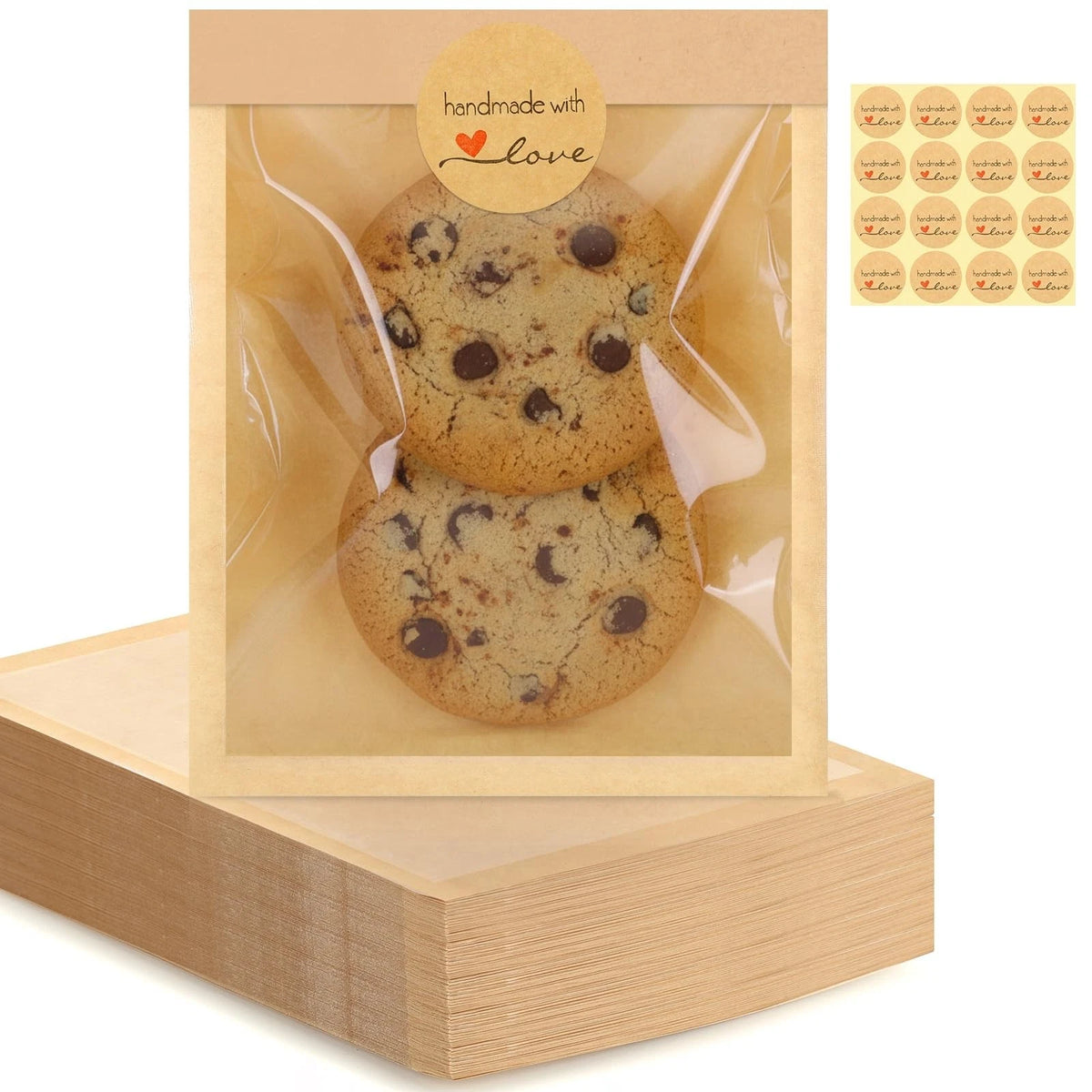 120 Pack Self-Sealing Cookie Bags 5.1x7.5 Inch Brown