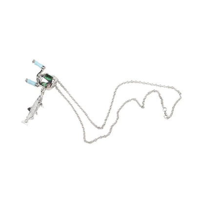 Fishing Reel Necklace Set of 2 Alloy Pendant with 60cm Adjustable Chain