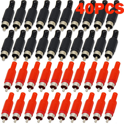 40PCS RCA Male Audio Video Adapter Connector for Universal Use